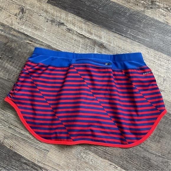 Nike Royal & Red Dri Fit Running Short/Skort Blue Red Striped Pocket Sz. M B51 - Picture 7 of 8